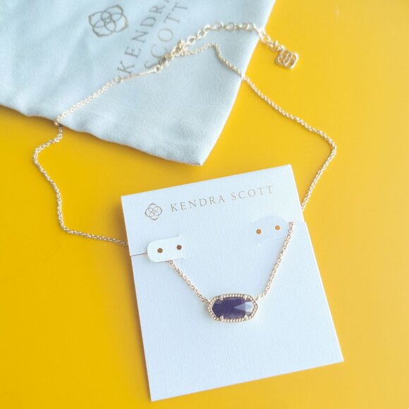 Kendra Scott Elisa Gold Amethyst Short Necklace - Picture 3 of 3
